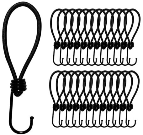 Offgridtec 25 x spänngummi 18 cm, expander med 5 mm krokar, universellt elastiskt band för presenning, släpvagnsnät, | Universellt elastiskt band för presenning, släpvagnsnät, bagage, tält, solskydd, camping, väderbeständig, stretchig, rostfri