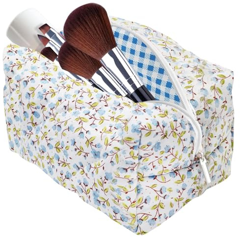 LUHOCIY Make Up Bag, Borsa Trucco, Borsa Cosmetica da Viaggio, necessaire donna, trousse donna, In Morbido Materiale i Cotone con Cerniera per Contenere Vari Utensili per il Trucco