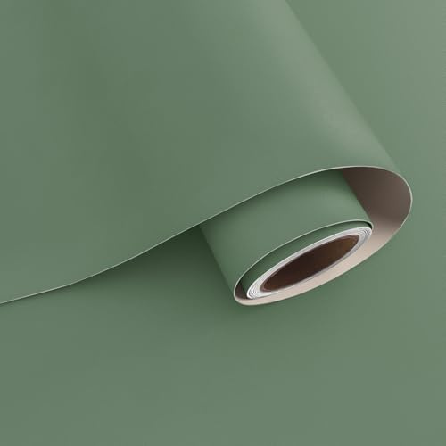 VaryPaper Tapet självhäftande salviagrön möbelfolie grön matt 40 cm x 800 cm självhäftande film möbler folie bänkskiva kök vardagsrum sovrum tapet bakm säng bordsfolie skåp folie för möbler