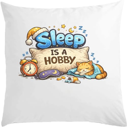 Sleep is a Relaxing Hobby vit kudde 40 x 40 cm med fyllmedel vit