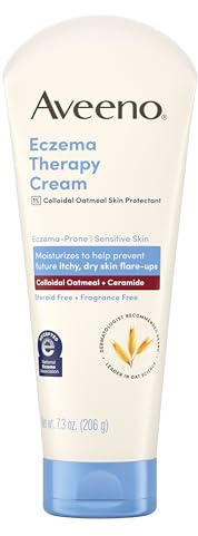Aveeno Eczema Therapy Daily Moisturizing Body Cream for Itchy, Dry, Sensitive Skin, Soothing Eczema Relief Cream, Colloidal Oatmeal Skin Protectant, Dye-, Steroid- & Fragrance-Free, 7.3 oz