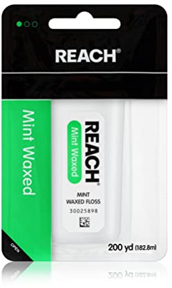 Reach Waxed Dental Floss | Effective Plaque Removal, Extra Wide Cleaning Surface | Shred Resistance & Tension, Slides Smoothly & Easily , PFAS FREE | Mint Flavored, 200 Yards, 1 Pack