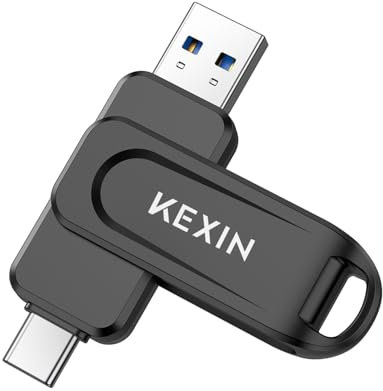 KEXIN USB C Stick 64GB USB Stick 3.0 OTG 64 GB Speicherstick C Dual Memory Flash Drive 2-in-1 Flash Laufwerk für PC, Auto, iPhone 15/16 Schwarz