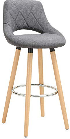 WOLTU Barhocker, Barstuhl Küchenhocker Thekenhocker, Hocker mit Rückenlehne Fußstütze, aus Holz Leinen, für Bar Küche Theke Restaurant Café, Dunkelgrau, BH111dgr-1