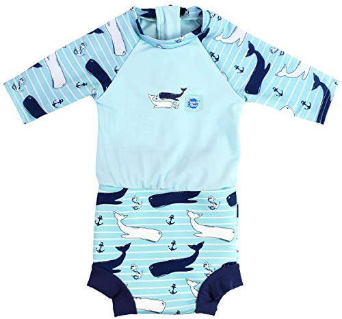 Splash About Happy Nappy Tuta da sole con pannolino da bagno, Vintage Moby, 3-8 Mesi