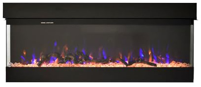 Tempo Style ALARO elektrisk spis | Inbyggd väggkamin | 750 W/1 500 W ventilerad kamin med fjärrkontroll, timer, stock- och kristalldekoration (svart, 110 cm)