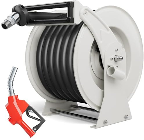 BreAro Diesel Fuel Hose Reel 1 x 50', Retractable with Nozzle