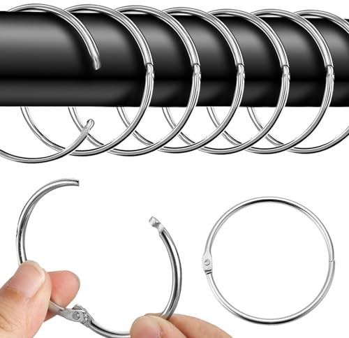 40 Stück gardinenringe zum öffnen,50mm Gardinenringe Vorhangringe,Rundringe Vorhang Clips Duschvorhang Metallklammern für Vorhänge und Gardinenstangen（silbrig）