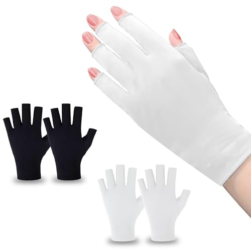 2 par UV-handskar för gel-nagellampa, professionella UPF50+ skyddshandskar mot UV-strålning för manikyr och hudvård