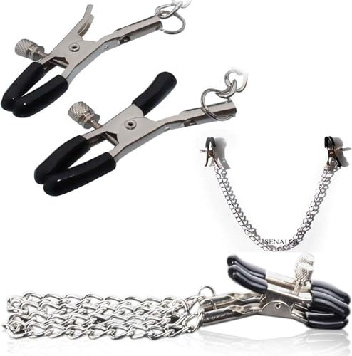Morsetti per capezzoli lunghezza 45.5cm pinze per capezzoli morsetti per capezzoli per uomini pinze per capezzoli per donne colore argento chiusure nipple clamps sex toys FOPS I05