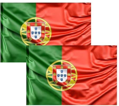 Lot de 2 grands drapeaux du Portugal avec passant pour mât et cordons pour attacher le drapeau du Portugal 90 cm x 150 cm