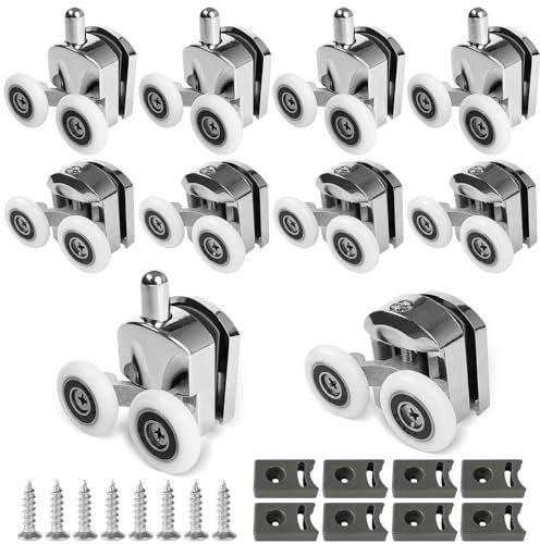 CAMUSBR Shower Door Rollers 8 Pcs Upgraded Zinc Alloy 23mm Curved Shower Door Rollers with Anti-Collision Block and Screws Smooth Operation for Curved Doors for Bathroom Glass Doors