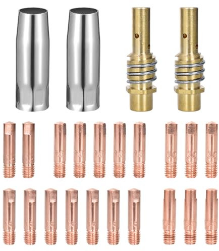 24PCS MB15AK Pointe de Contact M6 0,6mm 0,8mm 0,9mm 1,0mm 1,2mm, Porte-embouts Difuseur, Accessoires de Soudage Gaz Kit de Pièces D'usures, Buse Gas Conique