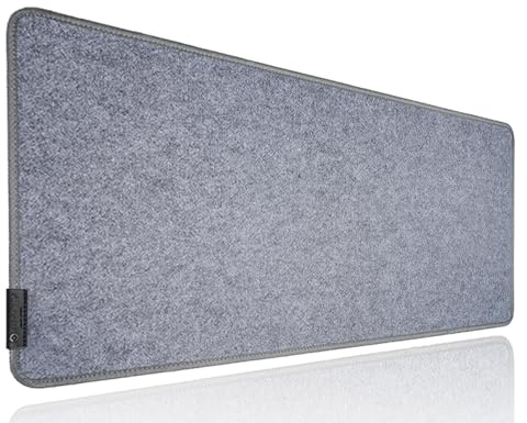 Skrivbordsunderlägg i filt, 90 x 40 cm, stor skrivbordsmatta, tystnad, värmebeständig, halkfri, bordsskydd för bärbar dator, mus och tangentbord (mörkgrå)