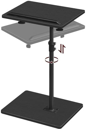 MAHANCRIS 360° Drehbarer Beistelltisch, C-Form, Wohnzimmertisch mit Einstellbarer Höhe von 50,8-75 cm, Nachttisch, Kaffeetisch, Sofatisch mit Metallgestell für kleine Räume, Schwarz AETBK4501