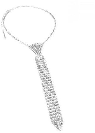 Faxianther Collier Cravate en Strass Elégant et Etincelant Collier Pendentif en Y à la Mode Bijoux de Mariage pour Femmes