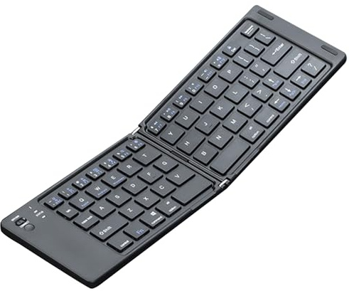 Foldable Wireless Keyboard, Rechargeable Folding Key Board, Low Noise Bendable Input Device, Wireless Typing Tool, Ideal for Laptop, Tablet, Smartphone, Workplace and Travel