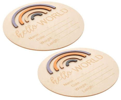 WEKAMOS 2pcs Wooden Monthly Cards for Newborn Photoshoot Wooden Circles as Months Signs Shower Decorations