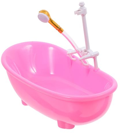 BESTonZON Bañera para Muñecas Mini Juego de Baño Eléctrico Giratorio Ventosa Decoración para Casa de Muñecas Rosa de Plástico Abs 22 X 20 X 12 Cm