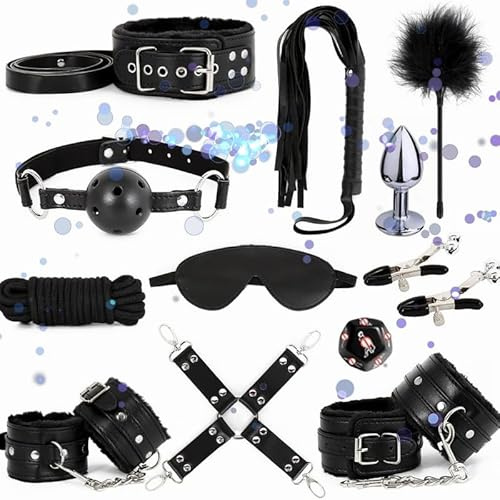 WreGmgg Accesorios Multifuncionales De 12 Piezas De Cuero Suave del Kit De Fitness con Cuerda De Nylon Y MáScara para Los Ojos, Accesorios De Ocio para El Hogar, Regalo De Pareja - D8