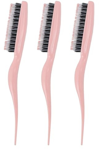 Set di 3 spazzole per cotonare i capelli con manico ergonomico, portatili, a coda di topo, ideali per casa e viaggi. (Rosea)