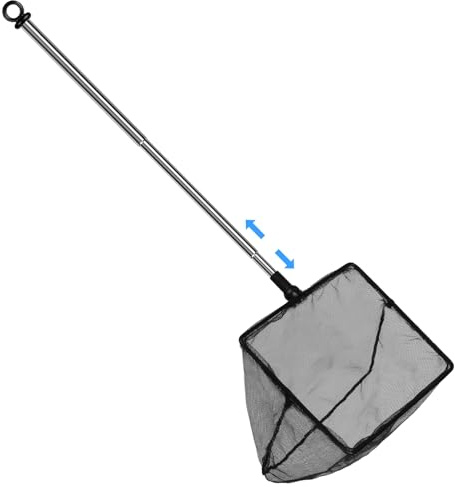 Flintronic Épuisette Aquarium Télescopique, 10 cm Mini Filet à Mailles Fines avec Manche Extensible(16-35 cm), Idéal pour Aquariums, Petits Bassins et Piscines (Noir)
