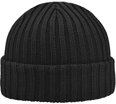 Berretto Cuffia di Pura Lana Milano | Essenziale e Fatta per durare | Unisex | Made in Italy (Nero, 54-58)