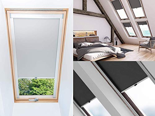Tenda a rullo per finestre da tetto oscurante termico compatibile con finestre FAKRO 66/118 grigio chiaro