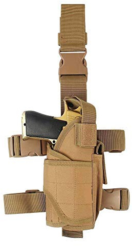 Gexgune Outdoor Hunting Combat Legs Hanging Gun Holster Tactical Nylon Gun Holster Universal Pistol Equipment (Khaki)