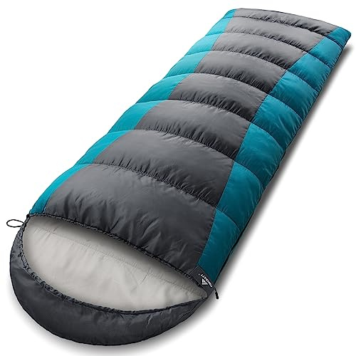 Forceatt Sacco a Pelo da Campeggio per 3-4 Stagioni (da -10 ° C a 18 ° C.) 丨 Leggero, Impermeabile e Caldo per Adulti丨 Zaini, Campeggio, Escursionismo e Viaggio (Coton Pulvérisé-Bleu Gris)