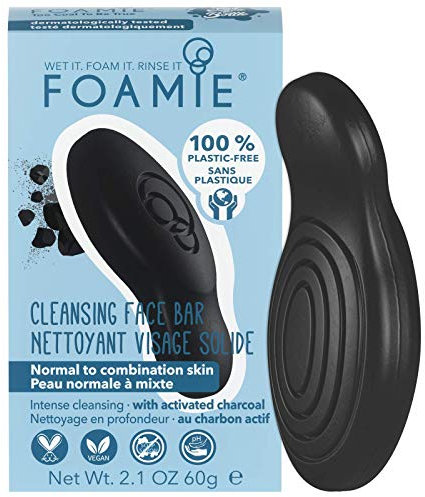 Foamie Cleansing Face Bar Too Coal To Be True – Feste Gesichtsseife mit Aktivkohle – Sanfte Reinigung & Peeling – Für trockene & sensible Haut – pH-hautneutral, vegan & plastikfrei, 60 g