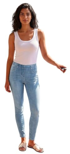 Roman Originals Jeggings for Women UK Jean Ladies Stretchy Trousers Denim Leggings High Waist Rise Pull On Skinny Straight Leg Cotton Pants Smart Casual