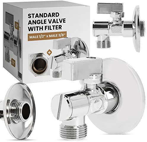 Valvola Angolo Sfera con Filtro 1/2'' x 1/2'' Filettatura Interna Ottone Cromato Lavatrice Lavastoviglie Regolazione Tubi Acqua Fredda Calda Connessione Tappo a Vite