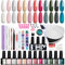 Phoenixy Kit Uñas Semipermanentes con U V/LED Lámpara 12 Colores Uñas Semipermanentes Kit Completo con Base y Mate Top Coat Set Manicura Semipermanente para Principiantes