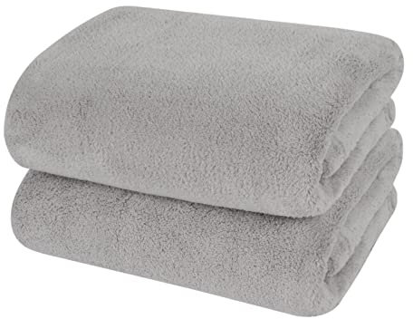 VIVOTE Microfaser Handtücher Stark Wasserabsorbierendes Mikrofaser Handtuch, Weich Duschtücher,Mikrofaser Badetuch Schnelltrocknend Saugstark, 40x76 cm 2 Stück, Hellgrau
