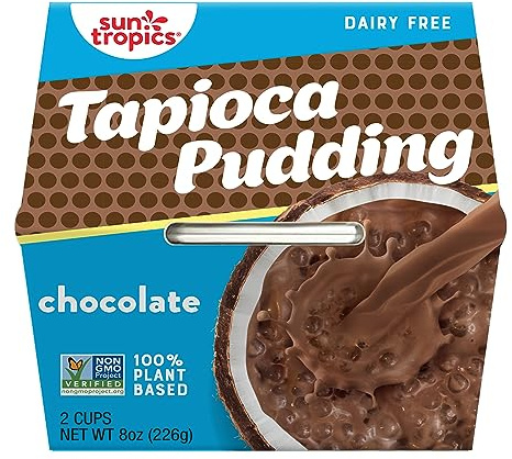 Sun Tropics Tapioca Pudding, Chocolate | Vegan Puddings, Dairy Free Puddings | Gluten Free, Non-GMO | Ready-to-Eat Pudding Cups 4.0oz (Pack of 12)