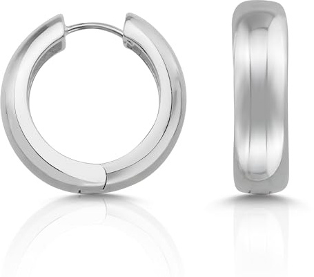 Cassini Creolen Silber 925 Damen – Kleine Hochglanzpolierte Klappcreolen Ohrringe, Nickelfrei & Hypoallergen Schmuck für Eleganten Alltag – ca. 16 mm 3CSR1