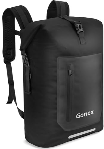 Gonex Ultralight Waterproof TPU Backpack, 35L Roll Top Dry Bag with Comfortable Padded Back Panel for Kayaking Boating Camping Fishing Travel,Black