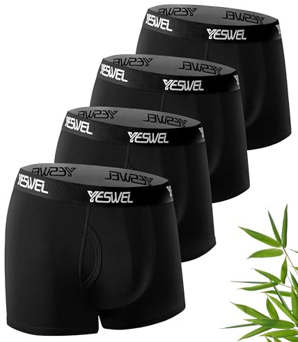 YESWEL Mens Bamboo Boxer Shorts Multipack, Fly Opening, Tag-Free Boxers | Moisture-wicking, elastic waistband