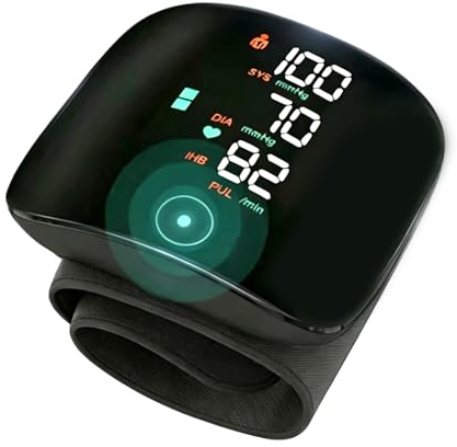 atnayo Wrist Blood Pressure Monitor with Led Touch Screen, Portable Digital BP Machine Monitors with Dual User 99 Memory for Daily Use