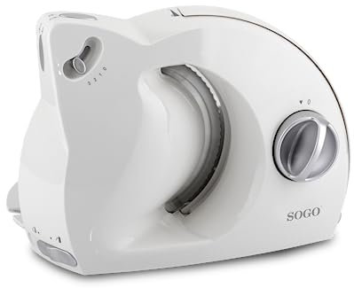 Sogo Cortadora de Fiambre Plegable con Cuchilla Dentada Circular 170mm Acero Inoxidable - Cortafimabre Eléctrico con 3 Niveles de Potencia - Máquina de Cortar Embutido con Botón de Seguridad