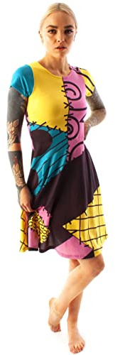 Disney Robe de costume à manches courtes Nightmare Before Christmas Sally pour femme 3XL