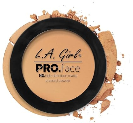 L.A. Girl PRO.Face Matte Pressed Powder, Classic Tan GPP610 - Flawless, Long Lasting Matte Finish with Sheer to Buildable Coverage & Oil Control - Cruelty Free, Travel Compact with Mirror and Sponge