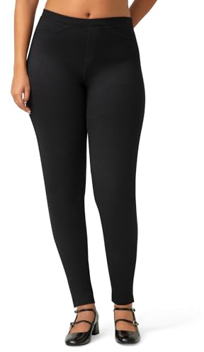 no nonsense Women's Stretch Denim Leggings with Pockets, Black, Medium