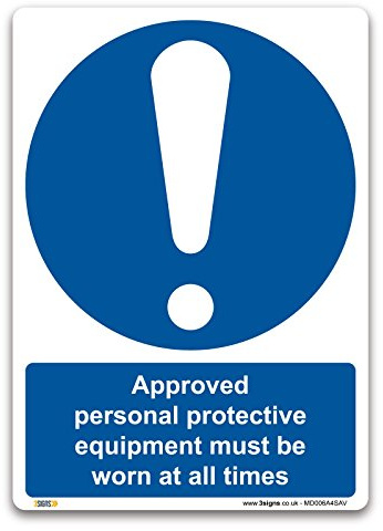 zugelassen Schutzbekleidung zu tragen, Schild - selbstklebend Vinyl - Pflicht Sicherheit Kleidung Schutzbekleidung, Selbstklebendes Vinyl, A4 297x210mm
