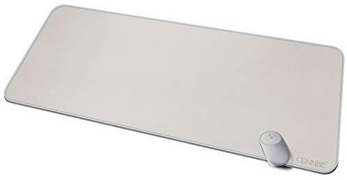 CENNBIE Leather Desk Mat,120X50cm Extra Large Desk Pad Blotter Protector, Extended Non-Slip Mouse Pad, Waterproof PU Leather Desk Mat on top of desks Large for Office and Home (Gream)