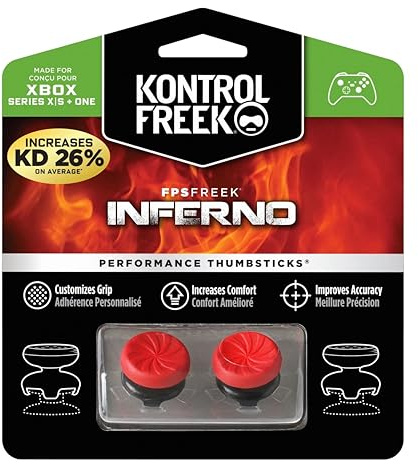 KontrolFreek FPS Freek Inferno für Xbox One und Xbox Series X Controller - Performance Thumbsticks - 2 High-Rise Concave - Rot