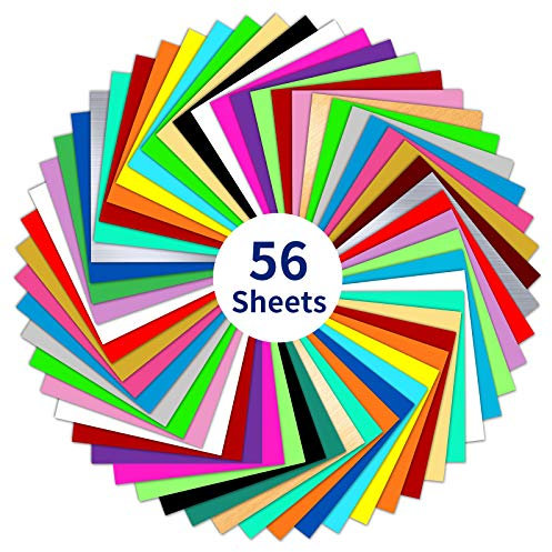 IModeur 56 Stück Vinylfolie Plotter (30,5 x 30,5 cm) – 28 Farben (2 Stück von jeder Farbe) Plotterfolie Vinyl für Schneidemaschinen, Geburtstagsgeschenk, Heimwerkerhandwerk, Heimdeko