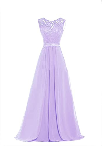 Lecureler Illusion Lace Prom Bridesmaid Dress Lilac Size 18