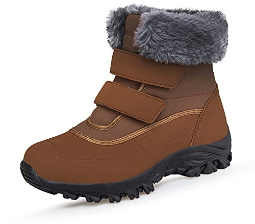 DRECAGE Winter Ankle Snow Boots with Warm Fur Lining Waterproof Women Warm Hiking Booties Anti Slip Shoes